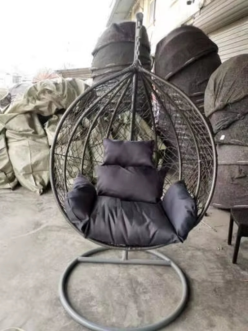 Modern Outdoor Patio Swings Garden and Balcony Wicker Rattan Chair with Metal Stand Double Egg Swing Chair for Indoor Use