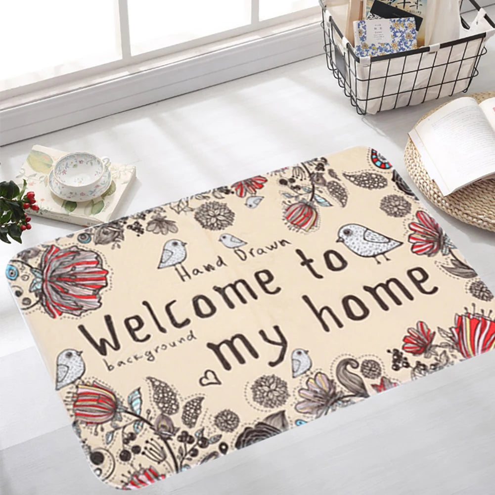 Lovely Cat Tableware Letters Anti-Slip Bathroom Mat Doormats Rug Carpet Mat Home Floor Decor Washable Bathroom Toilet Rugs