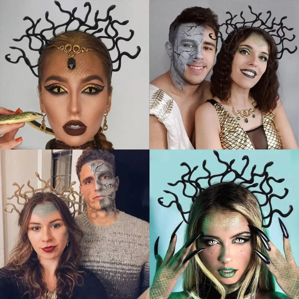 Vibrant Halloween Snake Hair Headband - Greek Mythology Inspired Cosplay Prop for Parties and Performances