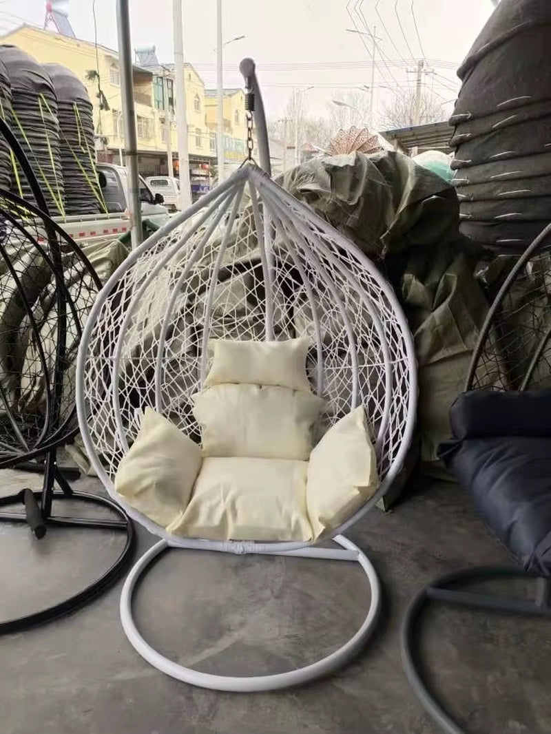 Modern Outdoor Patio Swings Garden and Balcony Wicker Rattan Chair with Metal Stand Double Egg Swing Chair for Indoor Use
