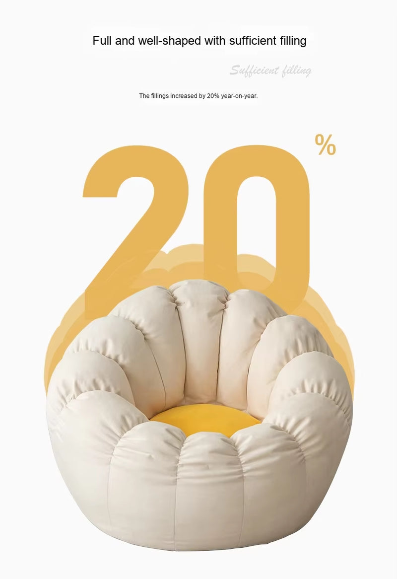 Dishi Modern Japanese Pumpkin Lazy Bean Bag Chair Fabric Cotton Foam Foldable Small Sofa for Living Room Bedroom Balcony Leisure
