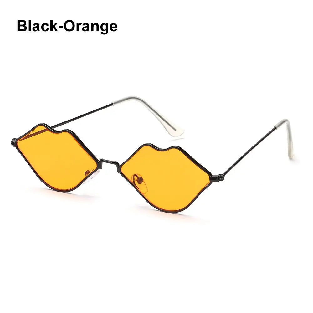Sexy Lips Shape Sunglasses for Women'S Sunglasses Metal Small Frame Sunglasses Ocean Lens Retro Men and Women Shades Eyewear