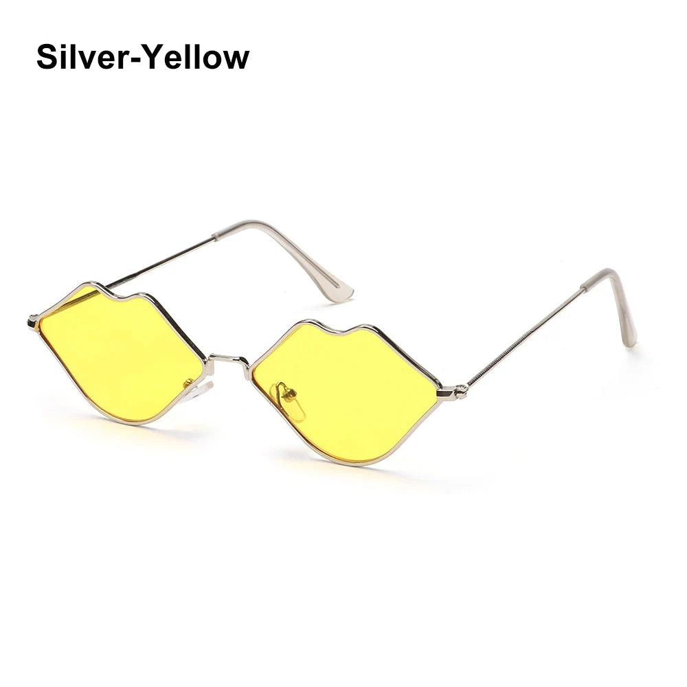 Sexy Lips Shape Sunglasses for Women'S Sunglasses Metal Small Frame Sunglasses Ocean Lens Retro Men and Women Shades Eyewear