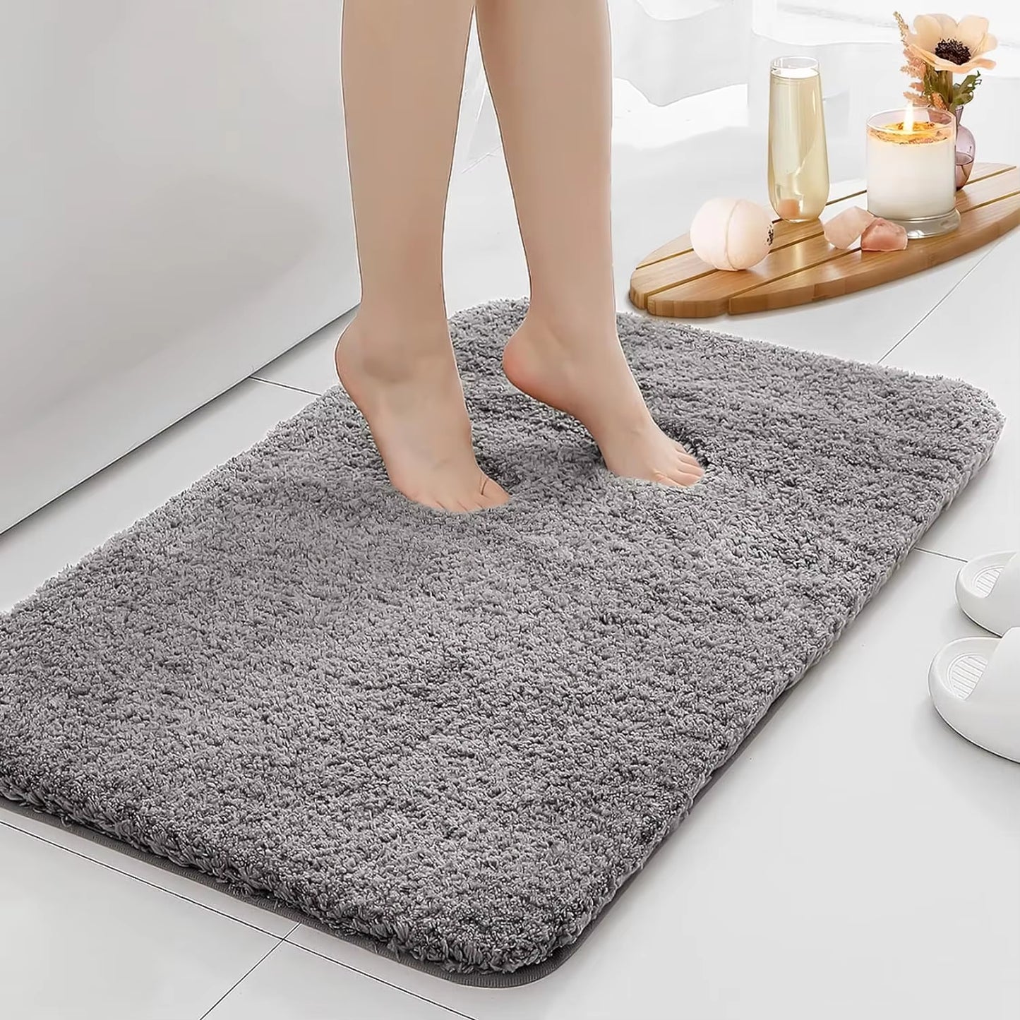 Water Absorbtion anti Slip Bathroom Mat Thickened Bathroom Carpet Long Hair Carpet Machine Washable Durable Toilet Mat