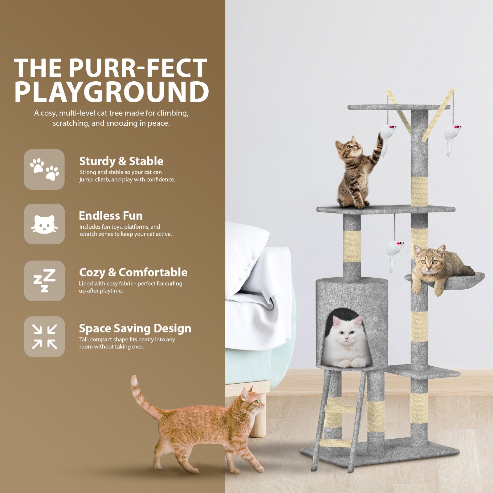 CAT TREE CLIMBING TOWER ACTIVITY CENTRE KITTEN TALL SCRATCHING POST CONDO LARGE