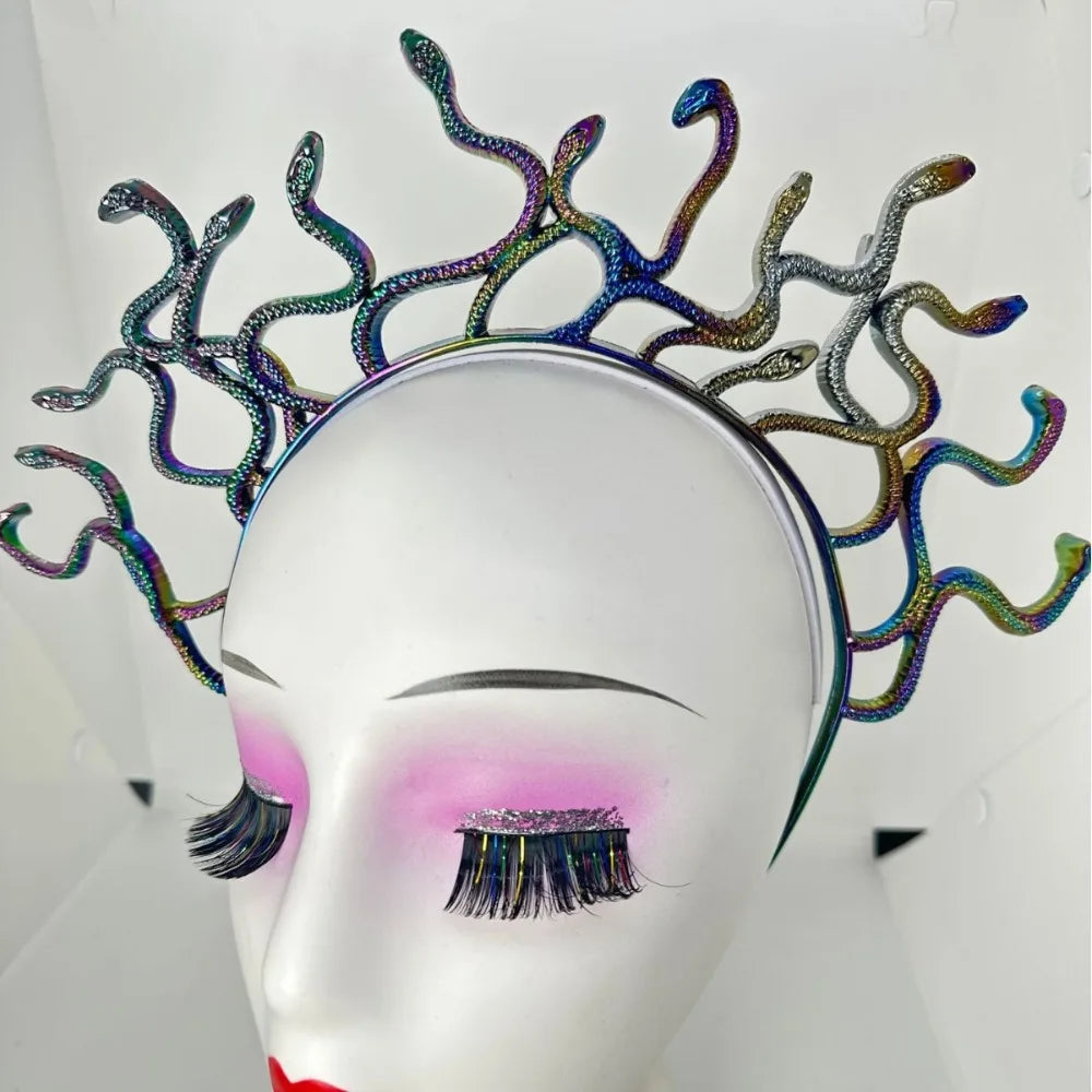 Vibrant Halloween Snake Hair Headband - Greek Mythology Inspired Cosplay Prop for Parties and Performances
