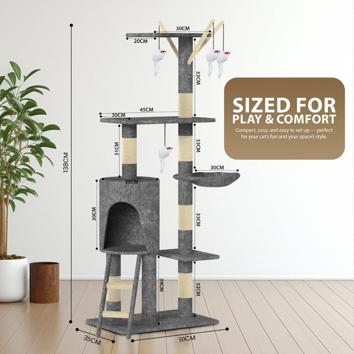 CAT TREE CLIMBING TOWER ACTIVITY CENTRE KITTEN TALL SCRATCHING POST CONDO LARGE