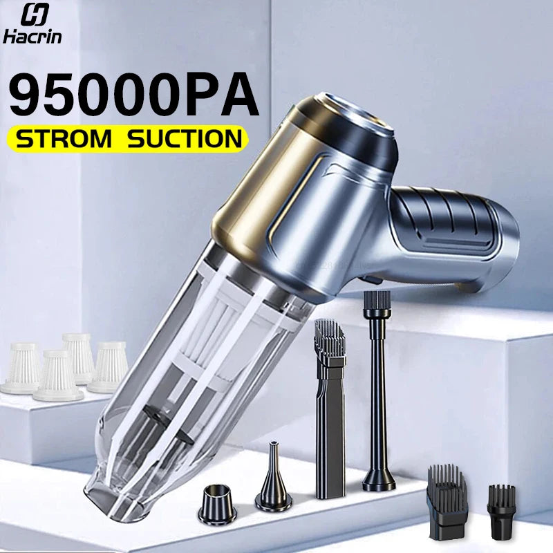 Portable Wireless Car Vacuum Cleaner with 95000PA Strong Suction - Powerful handheld for Automotive and Home Use