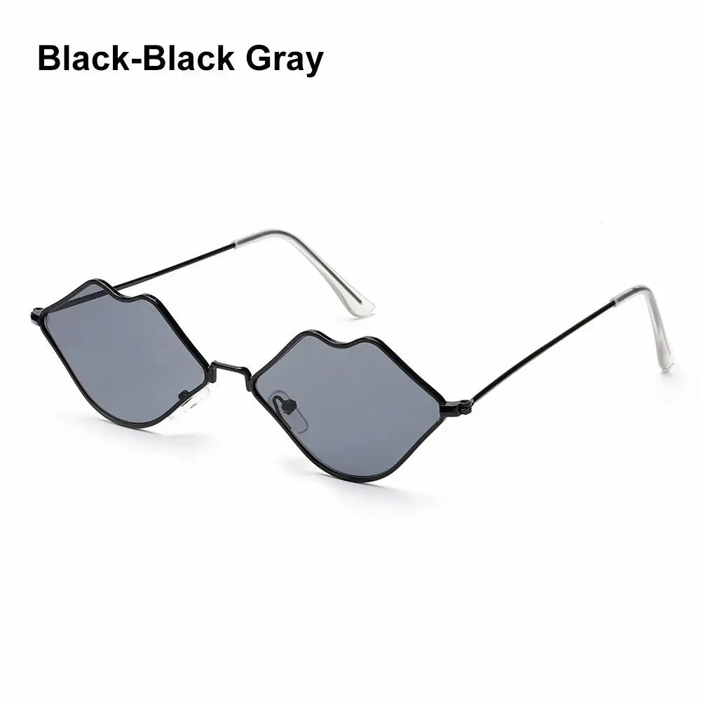 Sexy Lips Shape Sunglasses for Women'S Sunglasses Metal Small Frame Sunglasses Ocean Lens Retro Men and Women Shades Eyewear