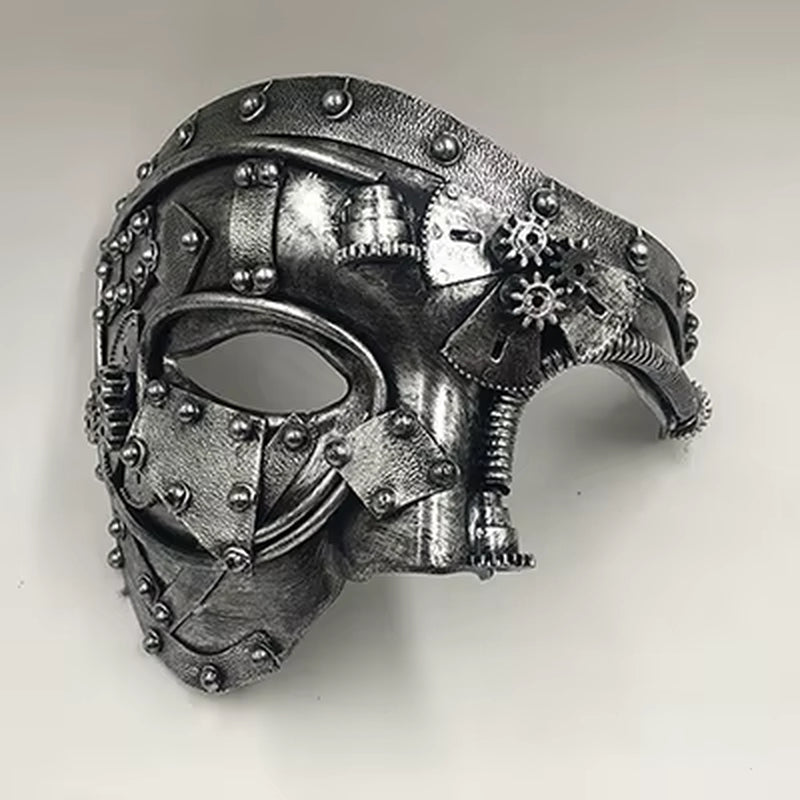 Steampunk Phantom Half Face Masquerade Mask - Perfect for Halloween, Cosplay, and Costume Parties!