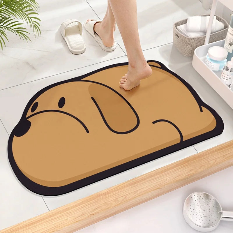 Cute Diatom Super Absorbent Bathroom Mat Cartoonnon-Slip Mud Toilet Pad Quick-Drying Bath Mat Floor Mat