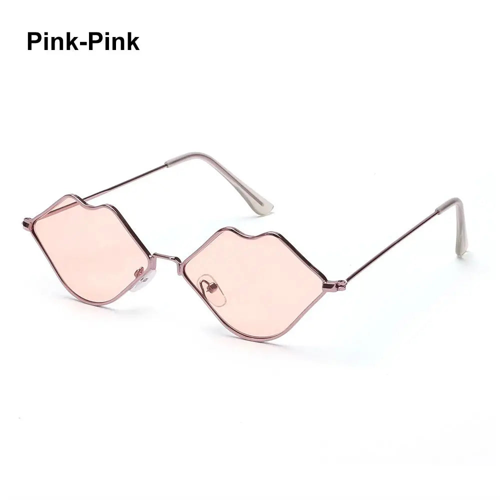 Sexy Lips Shape Sunglasses for Women'S Sunglasses Metal Small Frame Sunglasses Ocean Lens Retro Men and Women Shades Eyewear