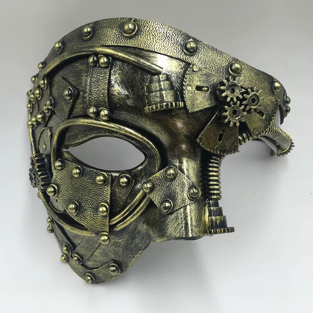 Steampunk Phantom Half Face Masquerade Mask - Perfect for Halloween, Cosplay, and Costume Parties!