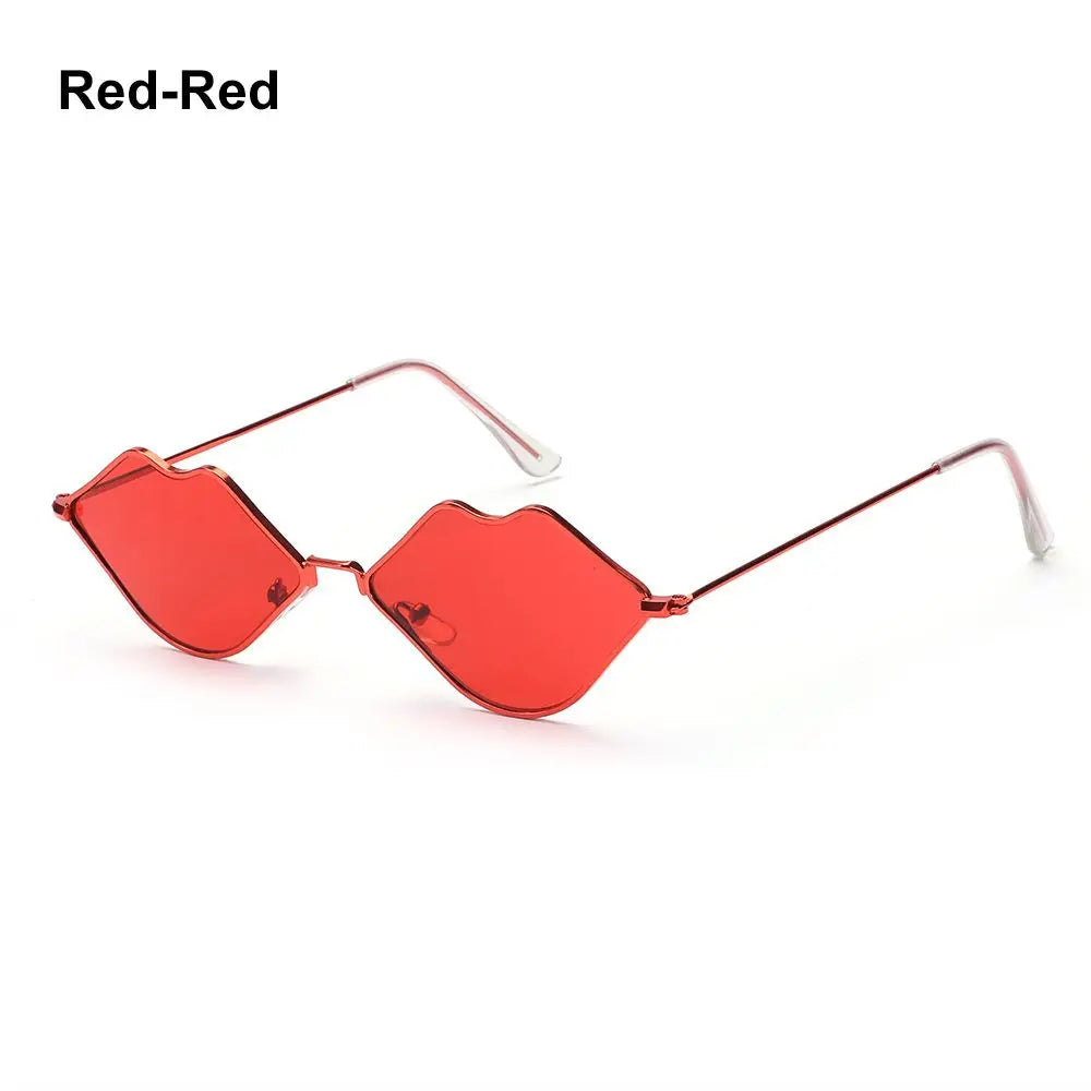 Sexy Lips Shape Sunglasses for Women'S Sunglasses Metal Small Frame Sunglasses Ocean Lens Retro Men and Women Shades Eyewear