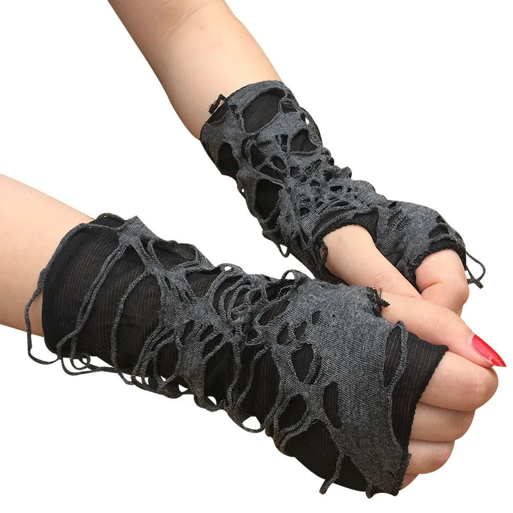 1Pair Women Sexy Lace Long Glove Fingerless Fishnet Mesh Punk Disco Mittens Clubwear Dance Cosplay Party Costumes Glove