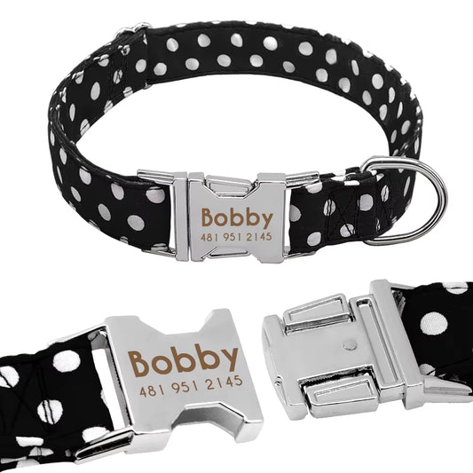 Personalized Nylon Dog Collar with Free Engraved Nameplate - Anti-Lost Tags for Small, Medium, and Large Dogs