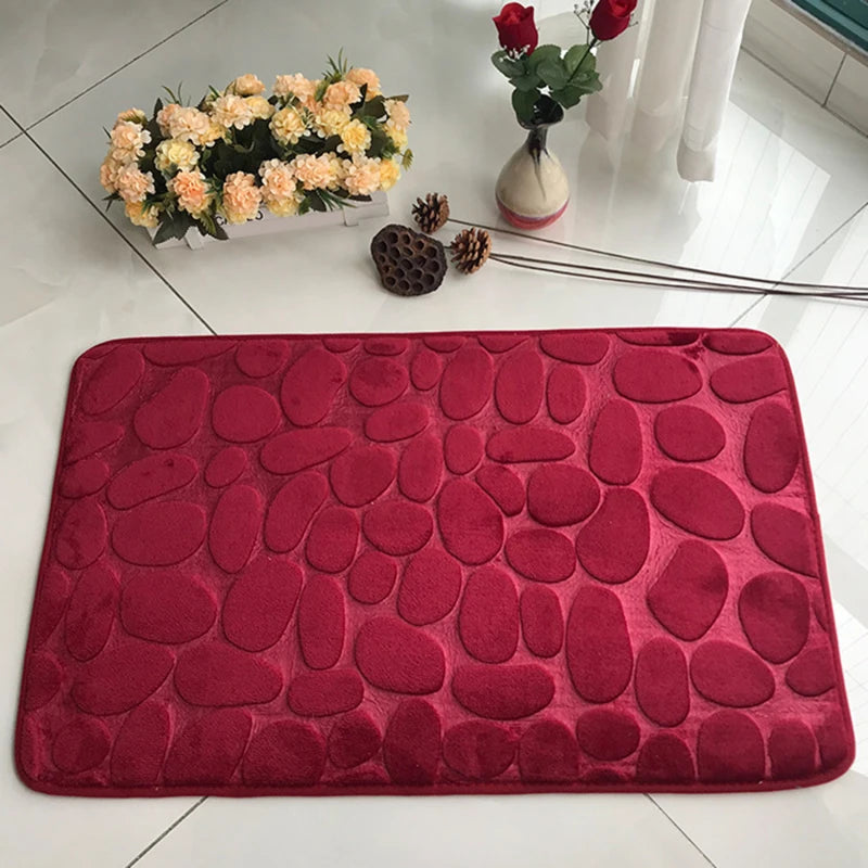 Cobblestone Embossed Bathroom Bath Mat Non-Slip Carpets in Wash Basin Bathtub Side Floor Rug Shower Room Doormat Memory Foam Pad