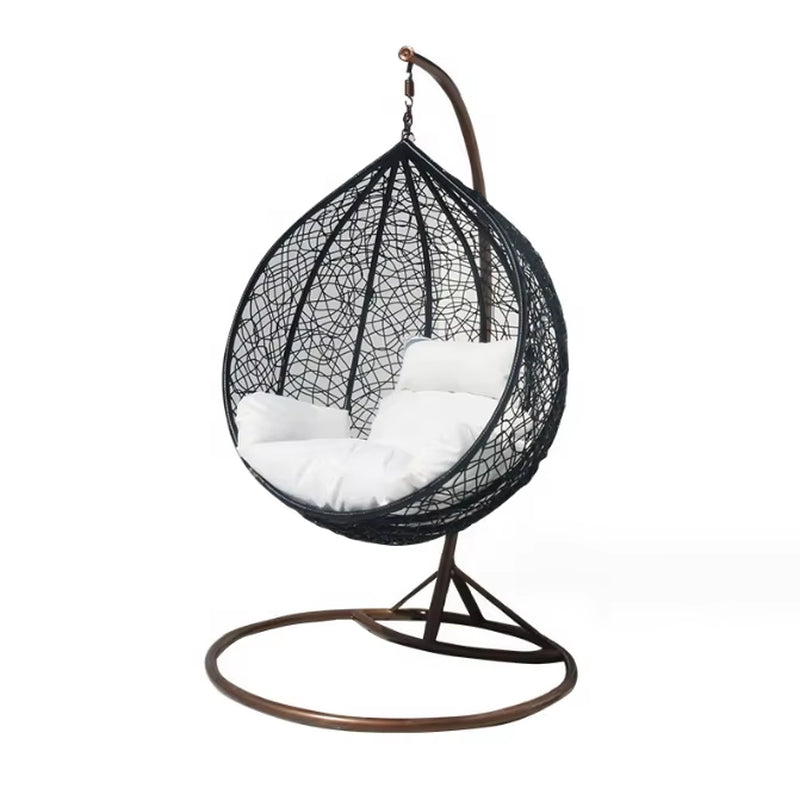 Modern Outdoor Patio Swings Garden and Balcony Wicker Rattan Chair with Metal Stand Double Egg Swing Chair for Indoor Use