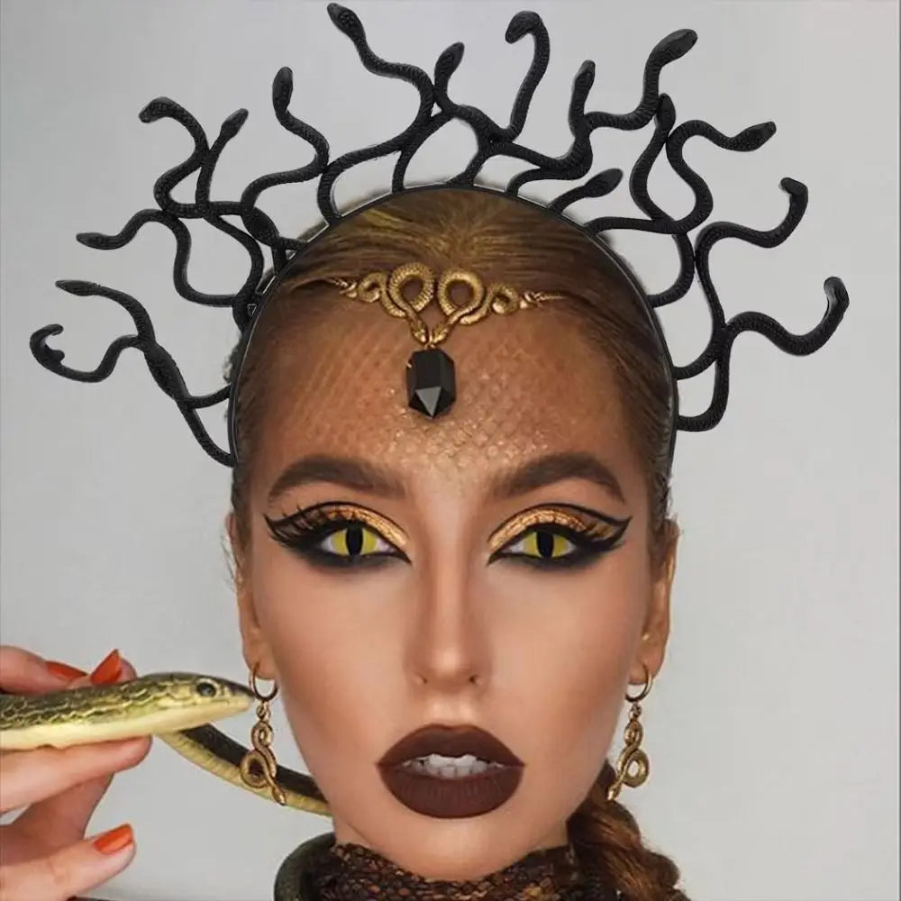 Vibrant Halloween Snake Hair Headband - Greek Mythology Inspired Cosplay Prop for Parties and Performances