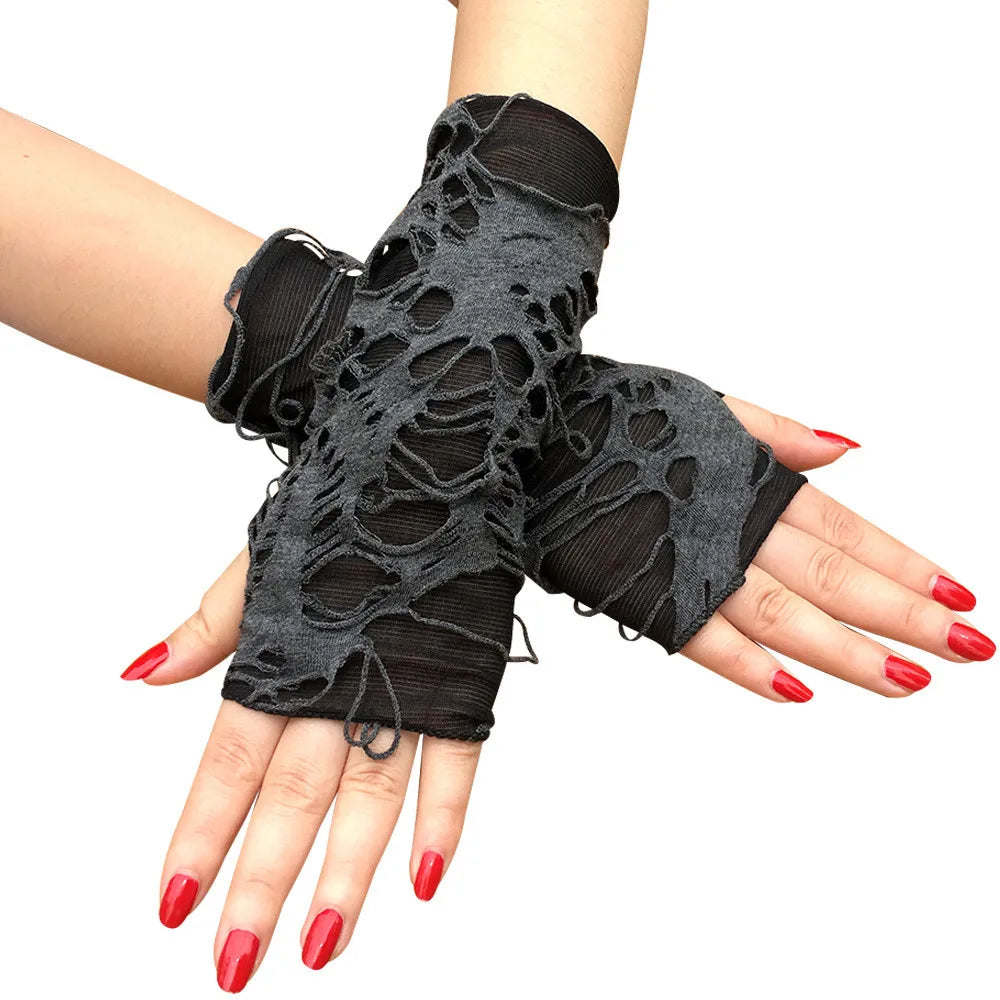 1Pair Women Sexy Lace Long Glove Fingerless Fishnet Mesh Punk Disco Mittens Clubwear Dance Cosplay Party Costumes Glove