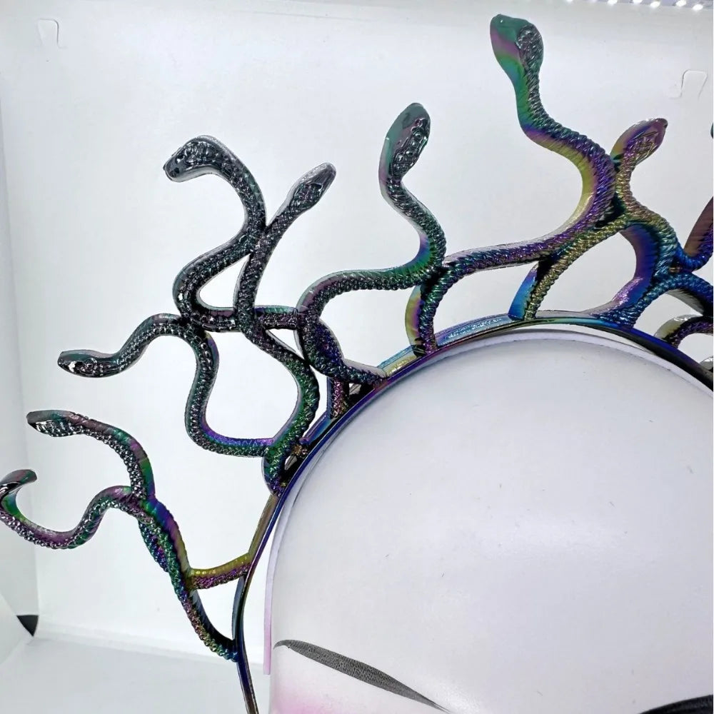 Vibrant Halloween Snake Hair Headband - Greek Mythology Inspired Cosplay Prop for Parties and Performances