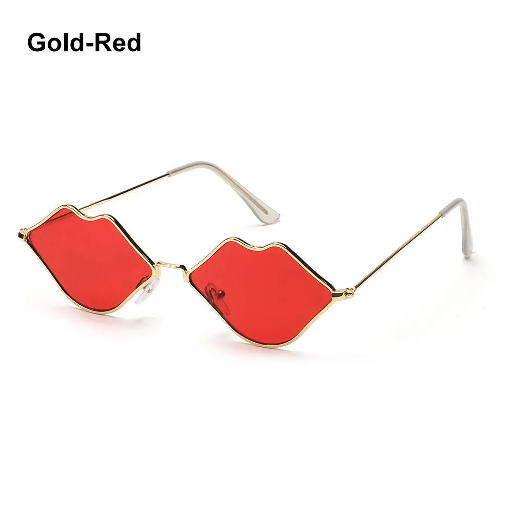Sexy Lips Shape Sunglasses for Women'S Sunglasses Metal Small Frame Sunglasses Ocean Lens Retro Men and Women Shades Eyewear