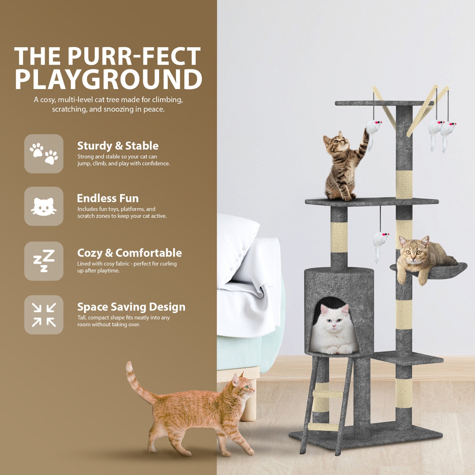 CAT TREE CLIMBING TOWER ACTIVITY CENTRE KITTEN TALL SCRATCHING POST CONDO LARGE