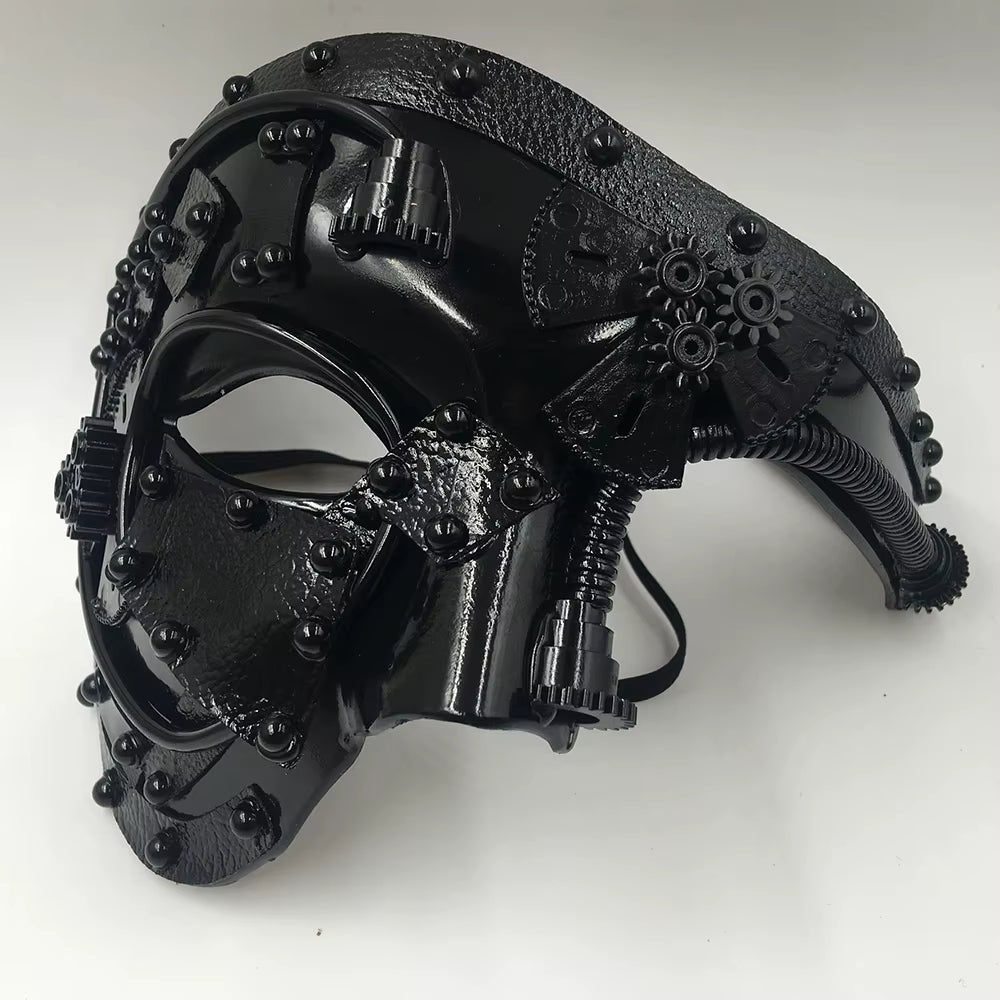 Steampunk Phantom Half Face Masquerade Mask - Perfect for Halloween, Cosplay, and Costume Parties!