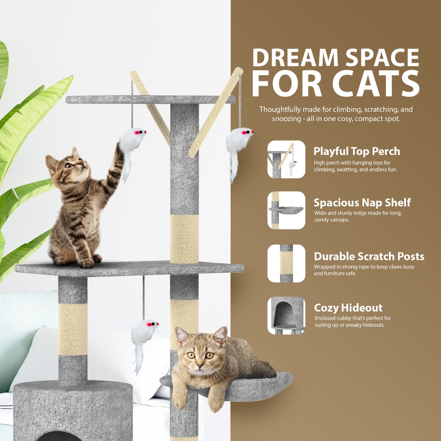 CAT TREE CLIMBING TOWER ACTIVITY CENTRE KITTEN TALL SCRATCHING POST CONDO LARGE