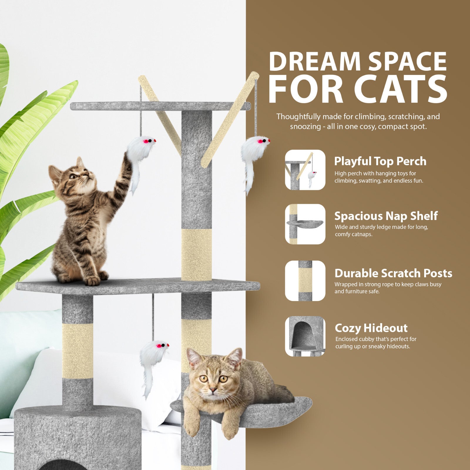 CAT TREE CLIMBING TOWER ACTIVITY CENTRE KITTEN TALL SCRATCHING POST CONDO LARGE