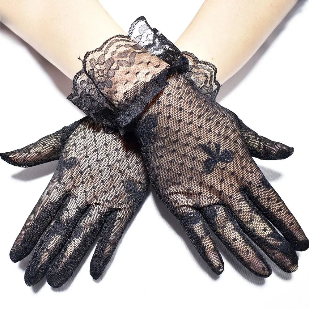 1Pair Women Sexy Lace Long Glove Fingerless Fishnet Mesh Punk Disco Mittens Clubwear Dance Cosplay Party Costumes Glove