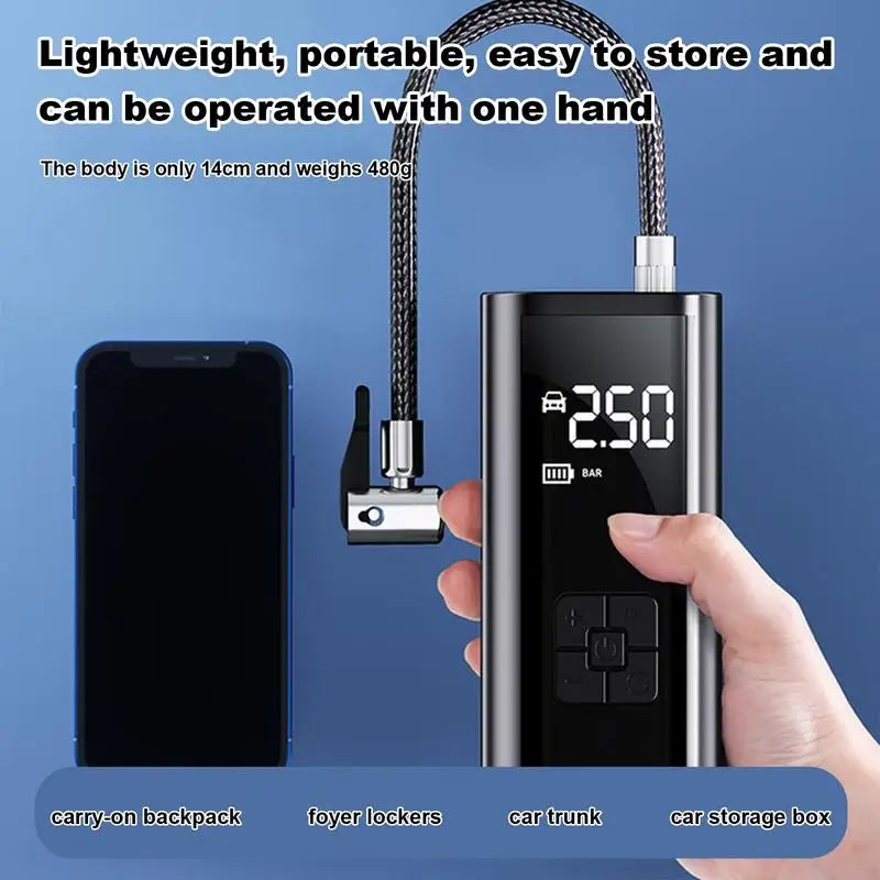 Portable Electric Air Compressor - Digital Tire Inflator with LED Light for Precise Inflation & Outdoor Use