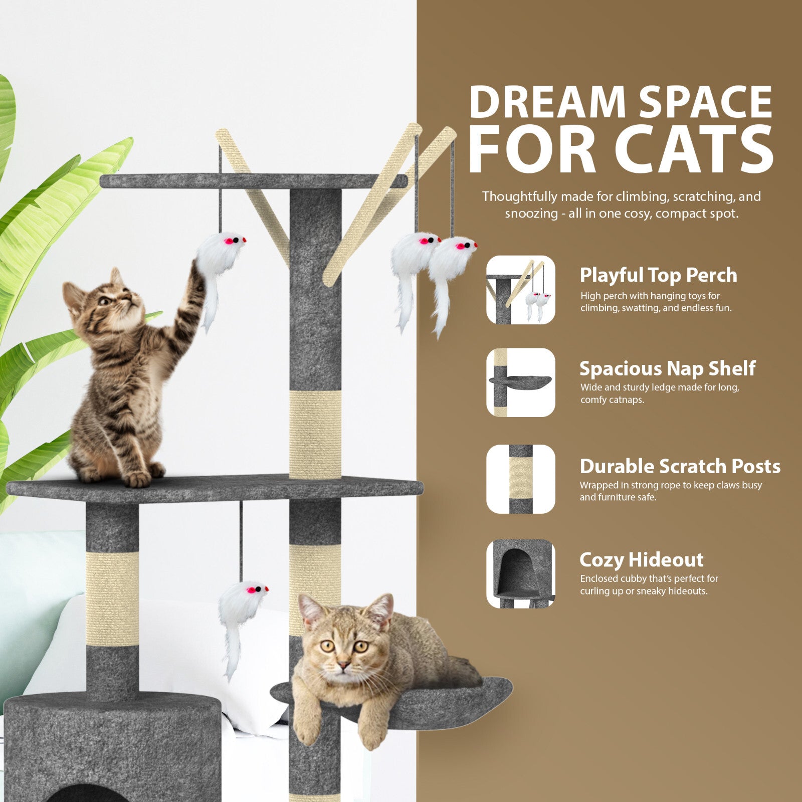 CAT TREE CLIMBING TOWER ACTIVITY CENTRE KITTEN TALL SCRATCHING POST CONDO LARGE