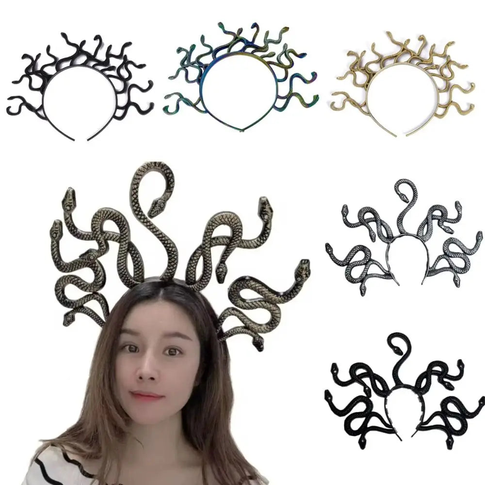 Vibrant Halloween Snake Hair Headband - Greek Mythology Inspired Cosplay Prop for Parties and Performances