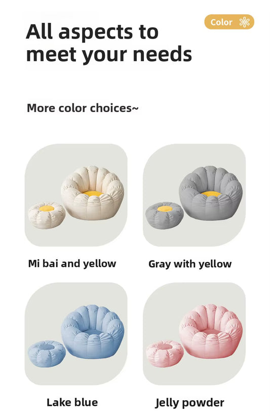 Dishi Modern Japanese Pumpkin Lazy Bean Bag Chair Fabric Cotton Foam Foldable Small Sofa for Living Room Bedroom Balcony Leisure