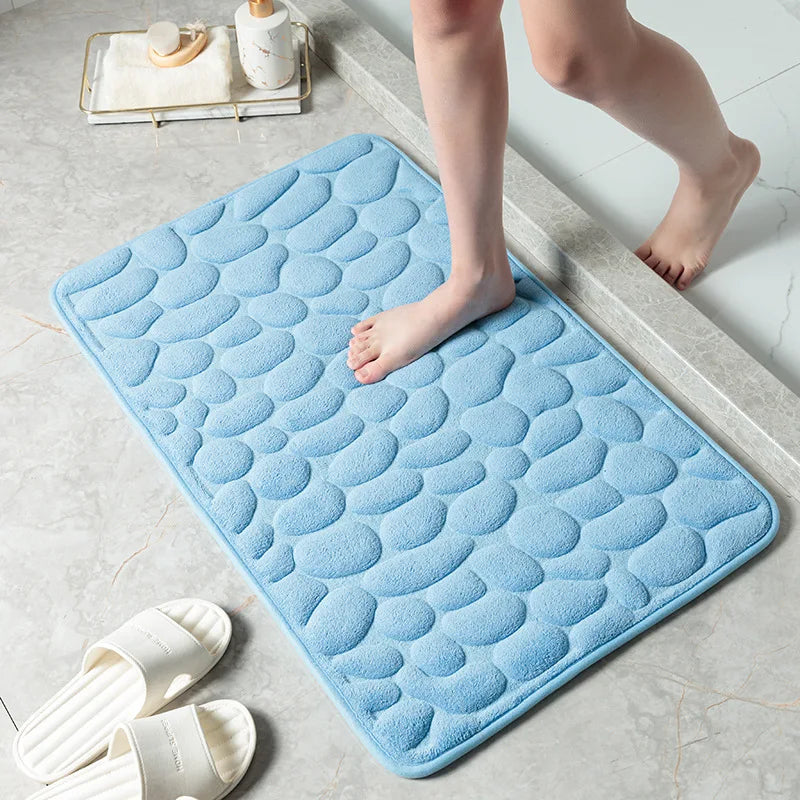 Cobblestone Embossed Bathroom Bath Mat Non-Slip Carpets in Wash Basin Bathtub Side Floor Rug Shower Room Doormat Memory Foam Pad