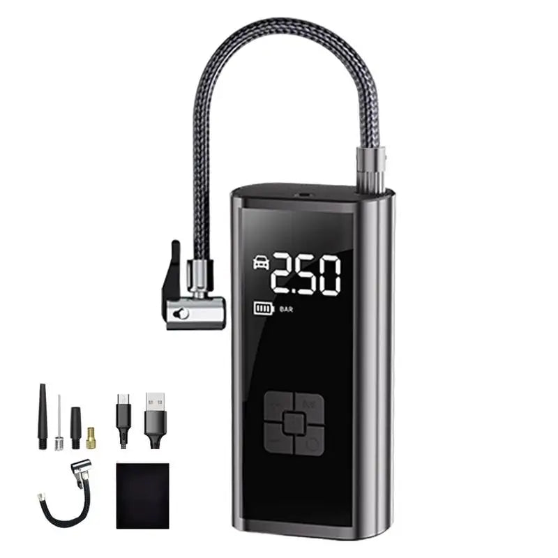 Portable Electric Air Compressor - Digital Tire Inflator with LED Light for Precise Inflation & Outdoor Use