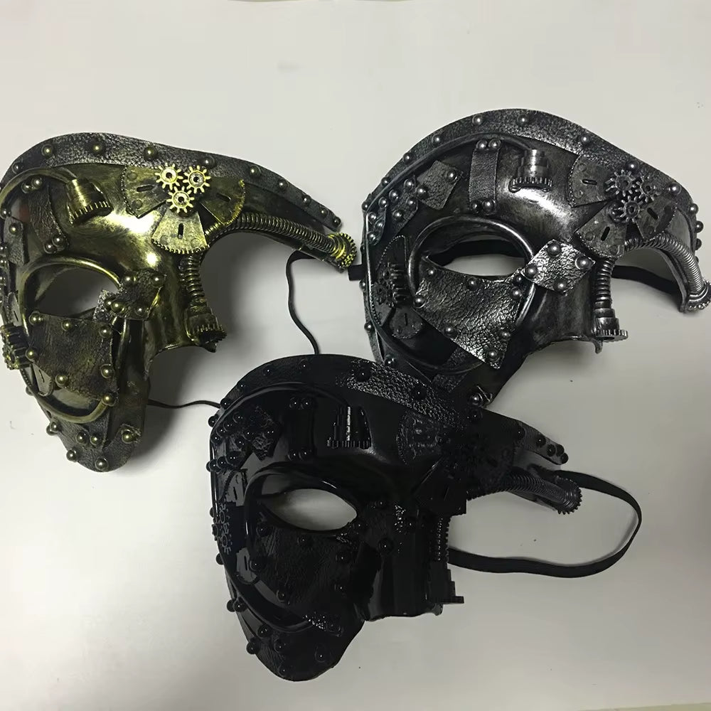 Steampunk Phantom Half Face Masquerade Mask - Perfect for Halloween, Cosplay, and Costume Parties!