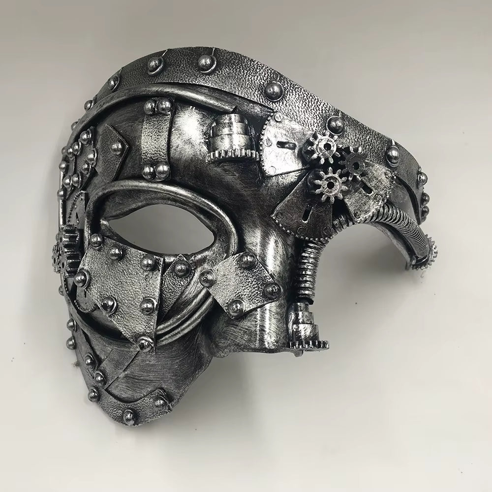 Steampunk Phantom Half Face Masquerade Mask - Perfect for Halloween, Cosplay, and Costume Parties!