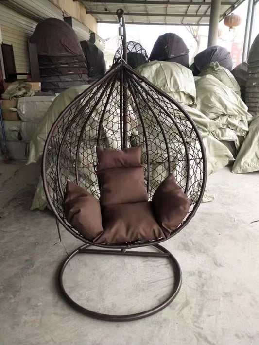 Modern Outdoor Patio Swings Garden and Balcony Wicker Rattan Chair with Metal Stand Double Egg Swing Chair for Indoor Use
