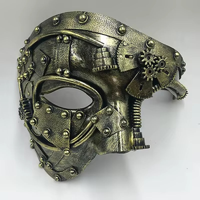 Steampunk Phantom Half Face Masquerade Mask - Perfect for Halloween, Cosplay, and Costume Parties!
