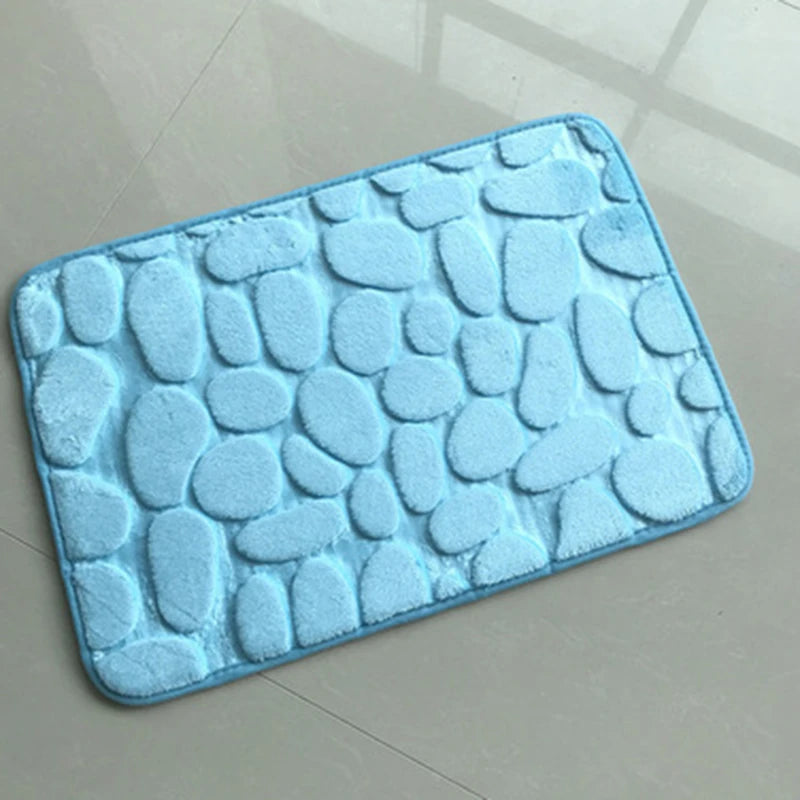 Cobblestone Embossed Bathroom Bath Mat Non-Slip Carpets in Wash Basin Bathtub Side Floor Rug Shower Room Doormat Memory Foam Pad