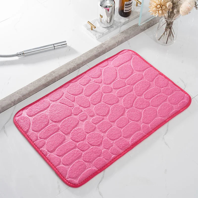 Cobblestone Embossed Bathroom Bath Mat Non-Slip Carpets in Wash Basin Bathtub Side Floor Rug Shower Room Doormat Memory Foam Pad
