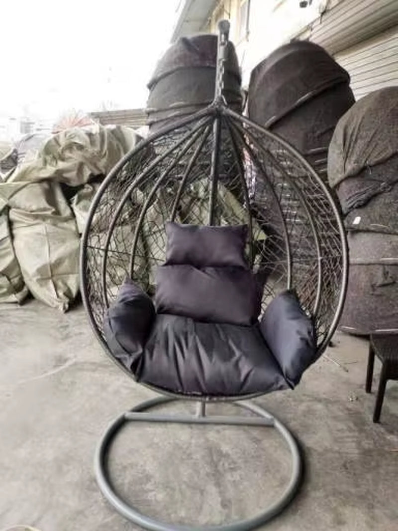 Modern Outdoor Patio Swings Garden and Balcony Wicker Rattan Chair with Metal Stand Double Egg Swing Chair for Indoor Use