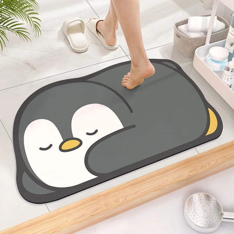 Cute Diatom Super Absorbent Bathroom Mat Cartoonnon-Slip Mud Toilet Pad Quick-Drying Bath Mat Floor Mat