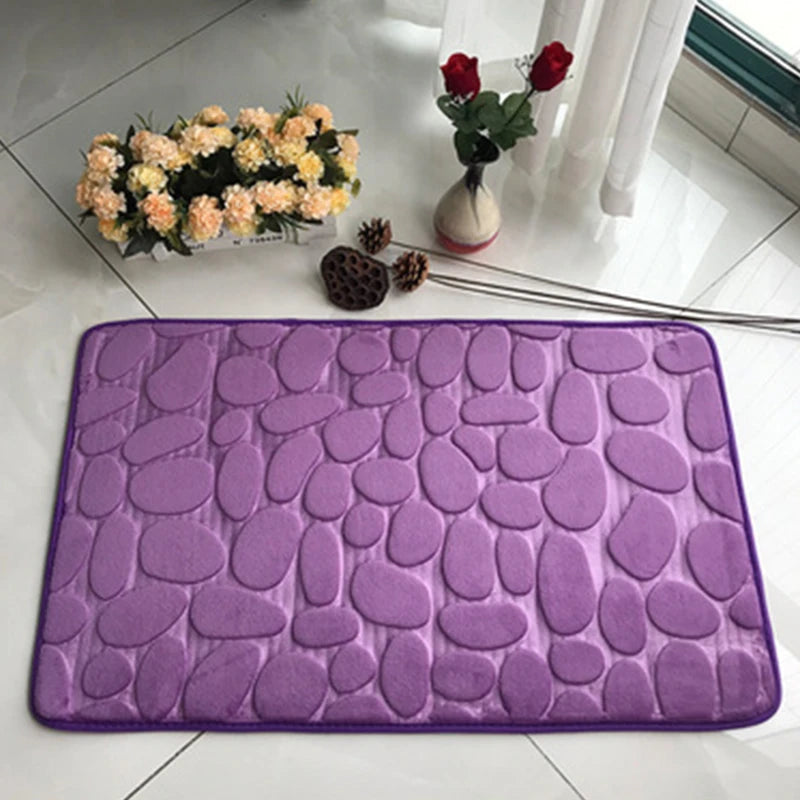 Cobblestone Embossed Bathroom Bath Mat Non-Slip Carpets in Wash Basin Bathtub Side Floor Rug Shower Room Doormat Memory Foam Pad